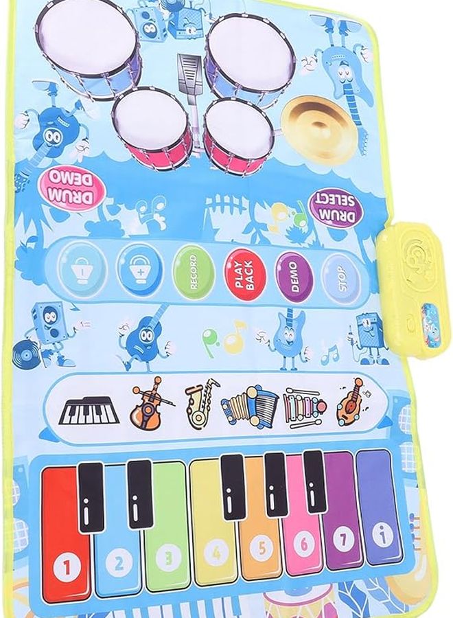 Blue Portable Foldable Music Mat Touch Blanket for Toddlers Kids Drum Dance Floor Keyboard Playmat Multi Instrument Modes Indoor Outdoor Use - Image 5